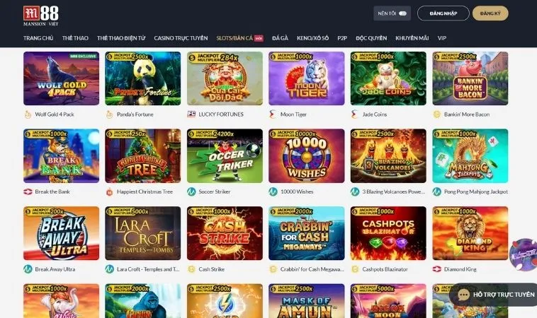 Sảnh nổ hũ M88 quy tụ nhiều tựa game hấp dẫn